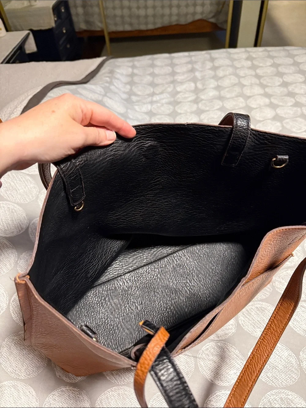 Leather Tote Bag - Brown